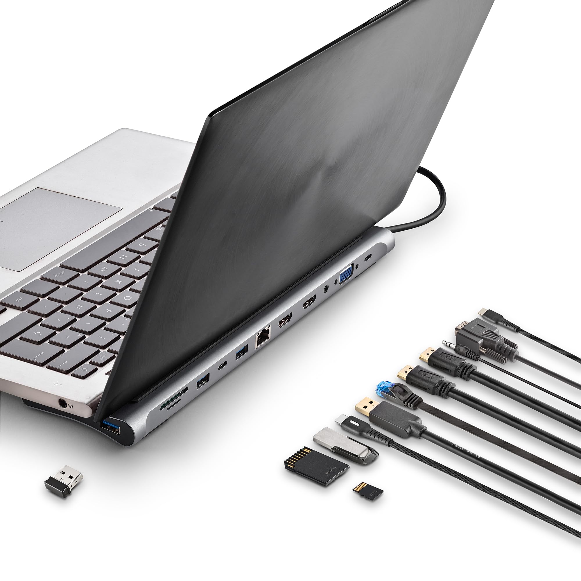 NGS Wonder Dock 12- Adaptador Multipuerto USB-C 12 en 1. Carga rápida | USB 2.0, 2x USB 3.0, 2x HDMI, VGA, entrada de audio, PD (Power Delivery), RJ45 (Ethernet), USB-C y ranura SD/TF