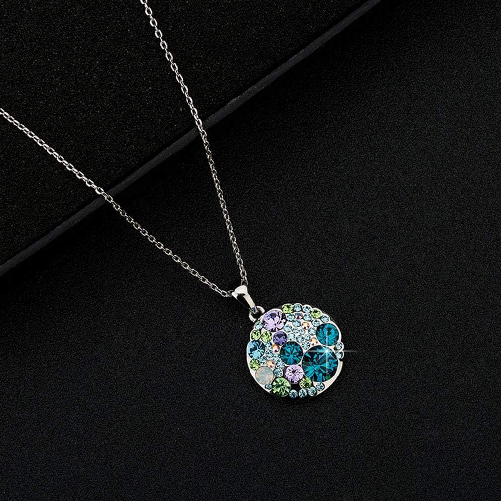 EVEVIC Austrian Crystals Round Disc Pendant Necklaces for Women Fashion 14K Gold Plated Hypoallergenic Dainty Jewelry - Image 3