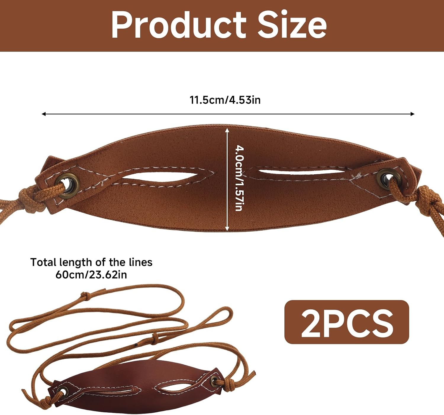 2 Pcs Brown Leather Shepherd Sling, Handmade Paracord Shepherds Slingshot Tennis Ball Thrower for Adults, Old Fashioned Rock Thrower for Outdoor Sports, Not Including the Ball