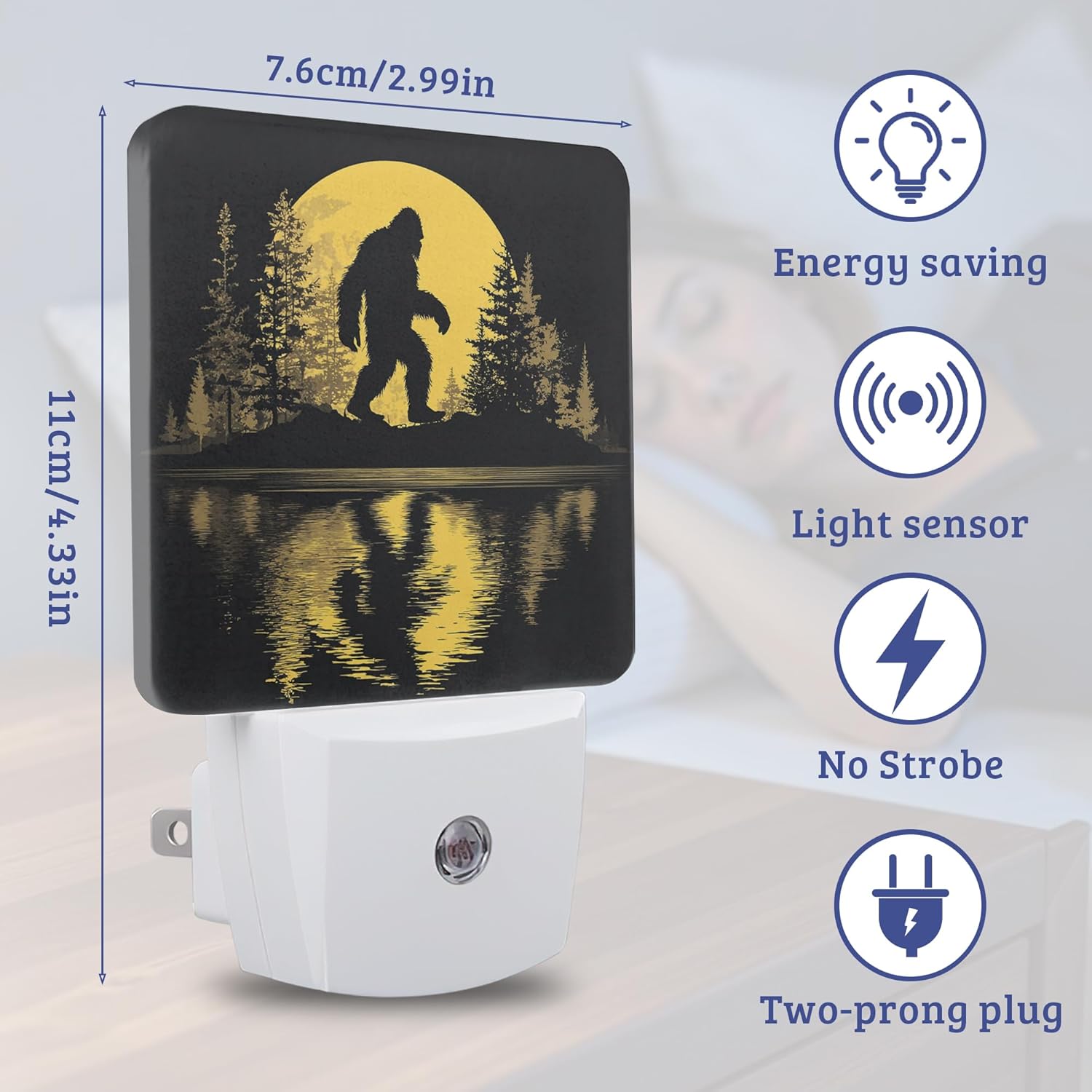 Bigfoot Night Light, Dusk to Dawn Nightlight with Auto Sensor Lamp Home Indoor Stairway Kitchen Corridor,Forest Moon Night Lights Plug Into Wall Decorative for Boys Girls Women Men Room Gifts