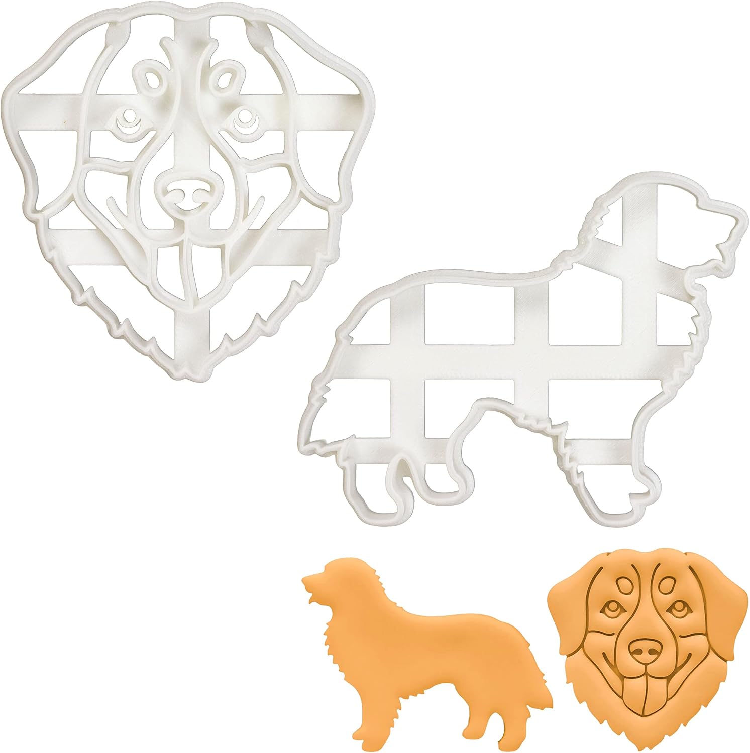 Set of 2 Bernese Mountain Dog cookie cutters (Designs: Face and Silhouette), 2 pieces - Bakerlogy