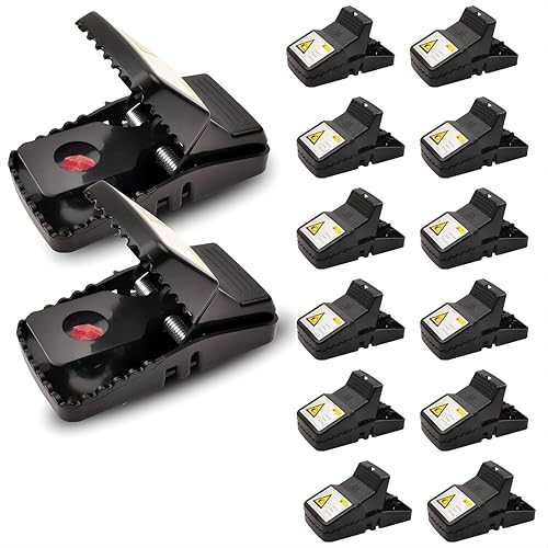 Trampa para ratas (paquete de 12), trampas grandes para ratones para uso en interiores y exteriores, reutilizable, rápida, higiénica, desenchufada,
