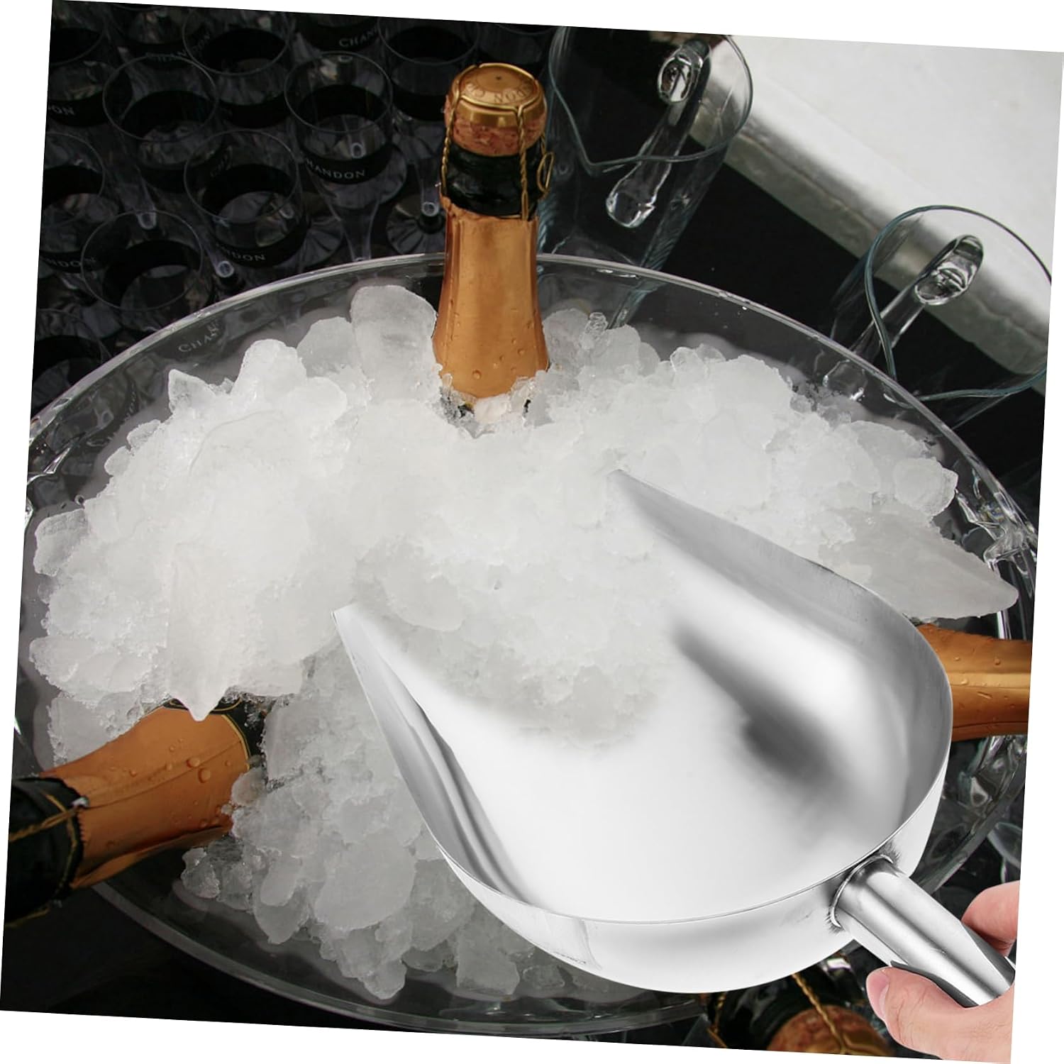 Garneck 1pc Stainless Steel Multi-function Ice Scoop for Rice Flour Candy and Nuts Food Shovel for Parties Buffets and Home Use