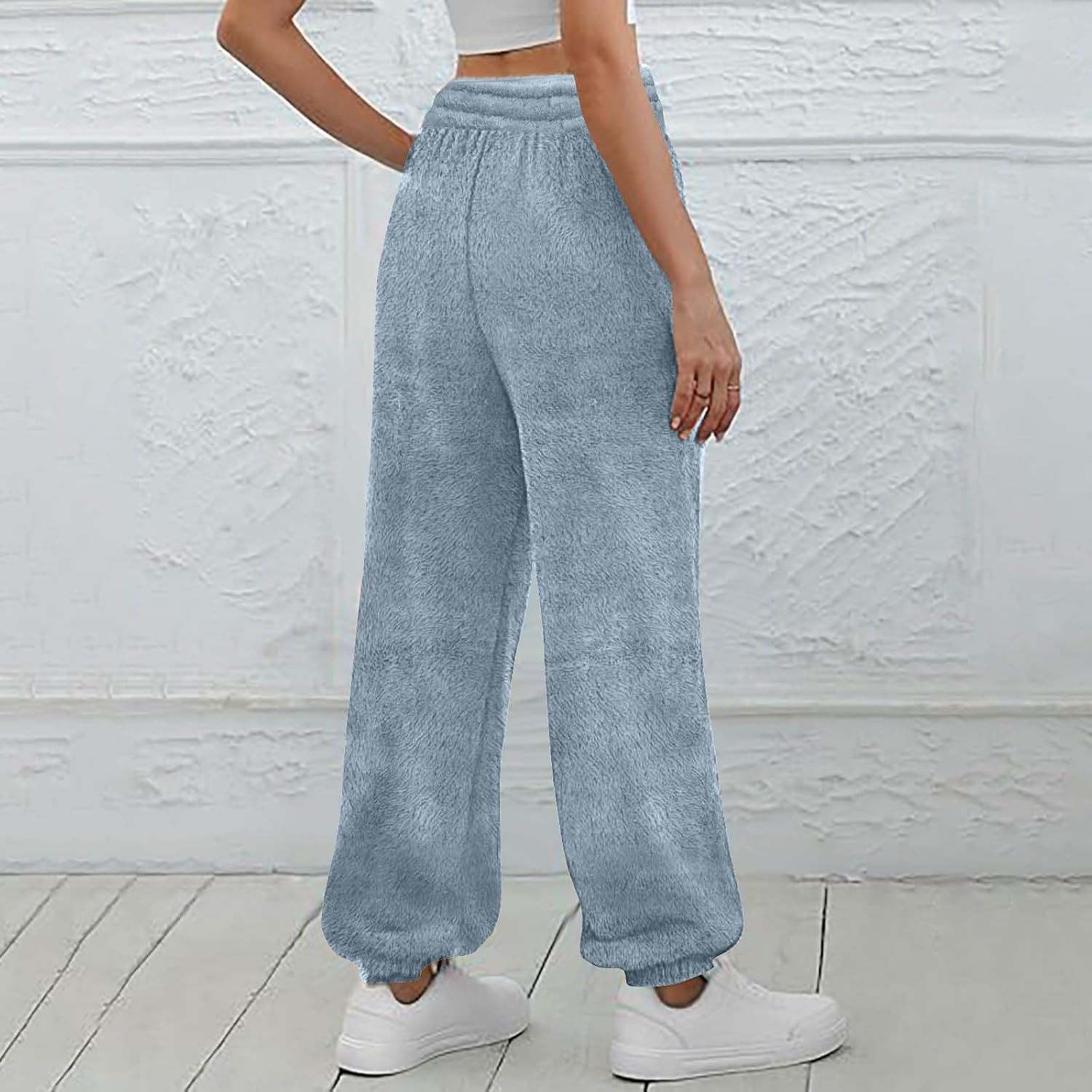 Womens Sherpa Fleece Joggers Sweatpants Winter Warm Casual Athletic Gym Thick Sleeping Lounge Pants with Pockets