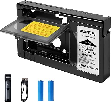 New VHSC Cassette Adapter, SVHS VHS-C to VHS, 12mm VHS Tape Recorder, with a Voltage Regulator Board 3.7V Battery, Suitable for VCR Player, Not Compatible with 8mm/Hi8/Mini DV Tape