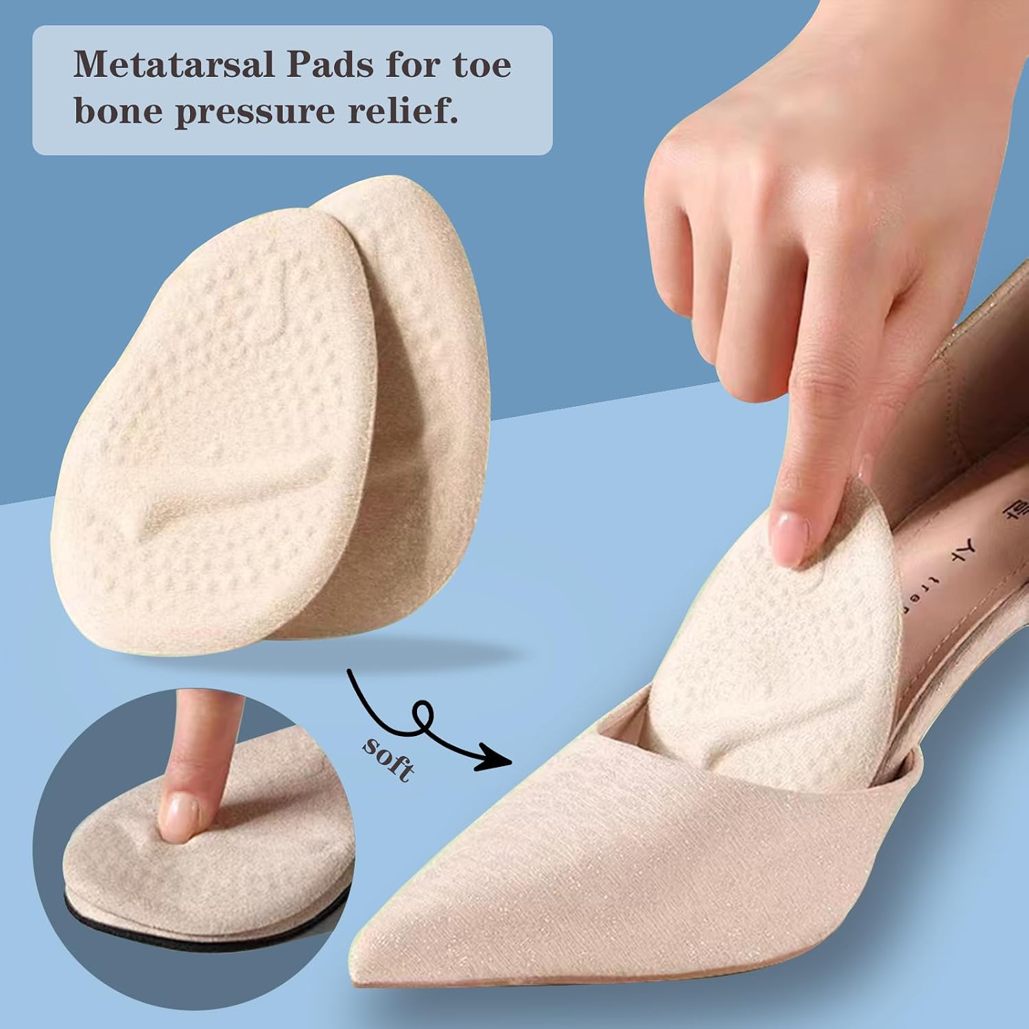 Correct-Position Ball of Foot Cushions (6 Pairs Gel Shoe Inserts), Heel Inserts for Women, Heel Cushions for Foot Pain Relief and Comfort | One Size Fits Any, Stocking Stuffers for Women