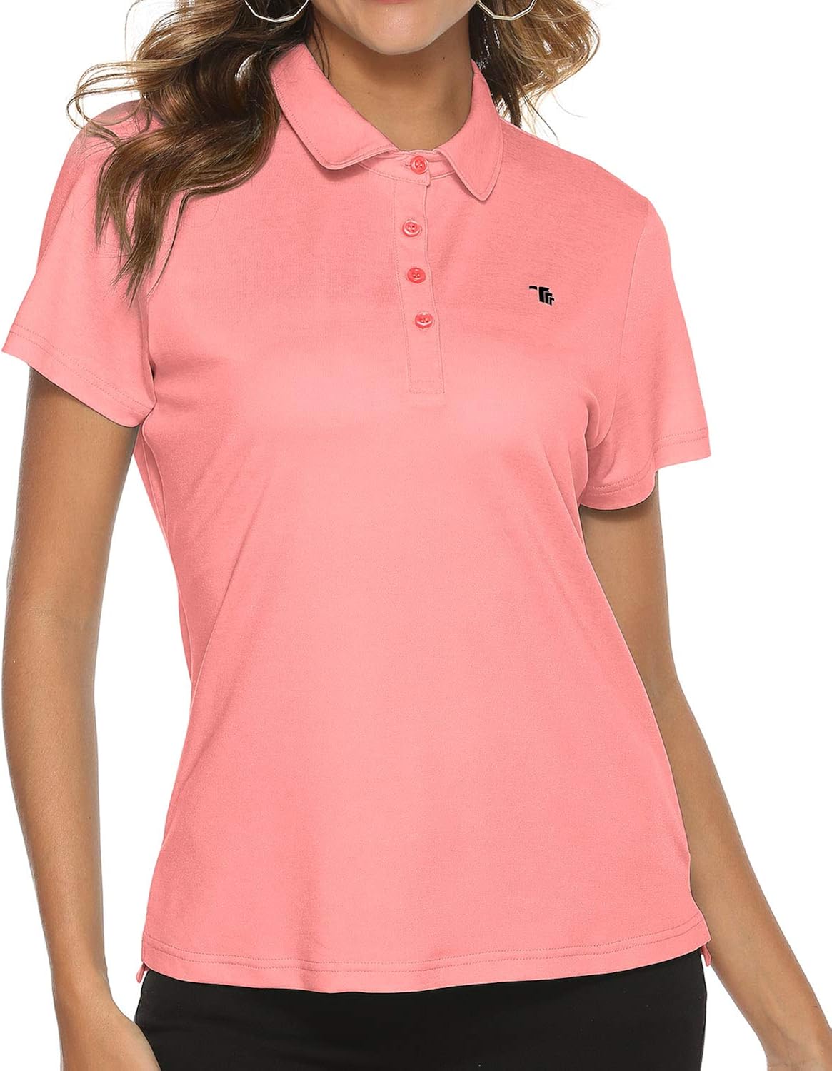 TBMPOY Women's Golf Polo T Shirts Lightweight Moisture Wicking Short Sleeve Shirt Quick Dry 4-Button : Clothing, Shoes & Jewelry