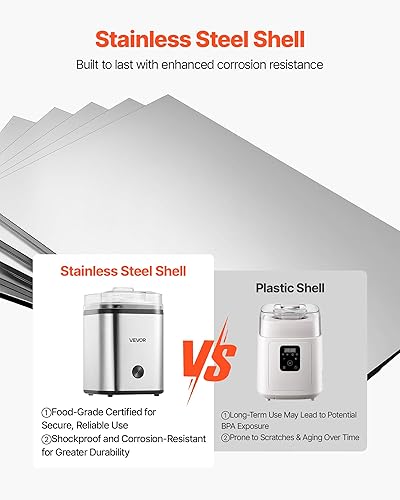 Miniatura 6 de VEVOR Máquina de helados, 2.11 cuartos de galón de capacidad, máquina eléctrica automática de helados, con fácil operación y limpieza, carcasa de