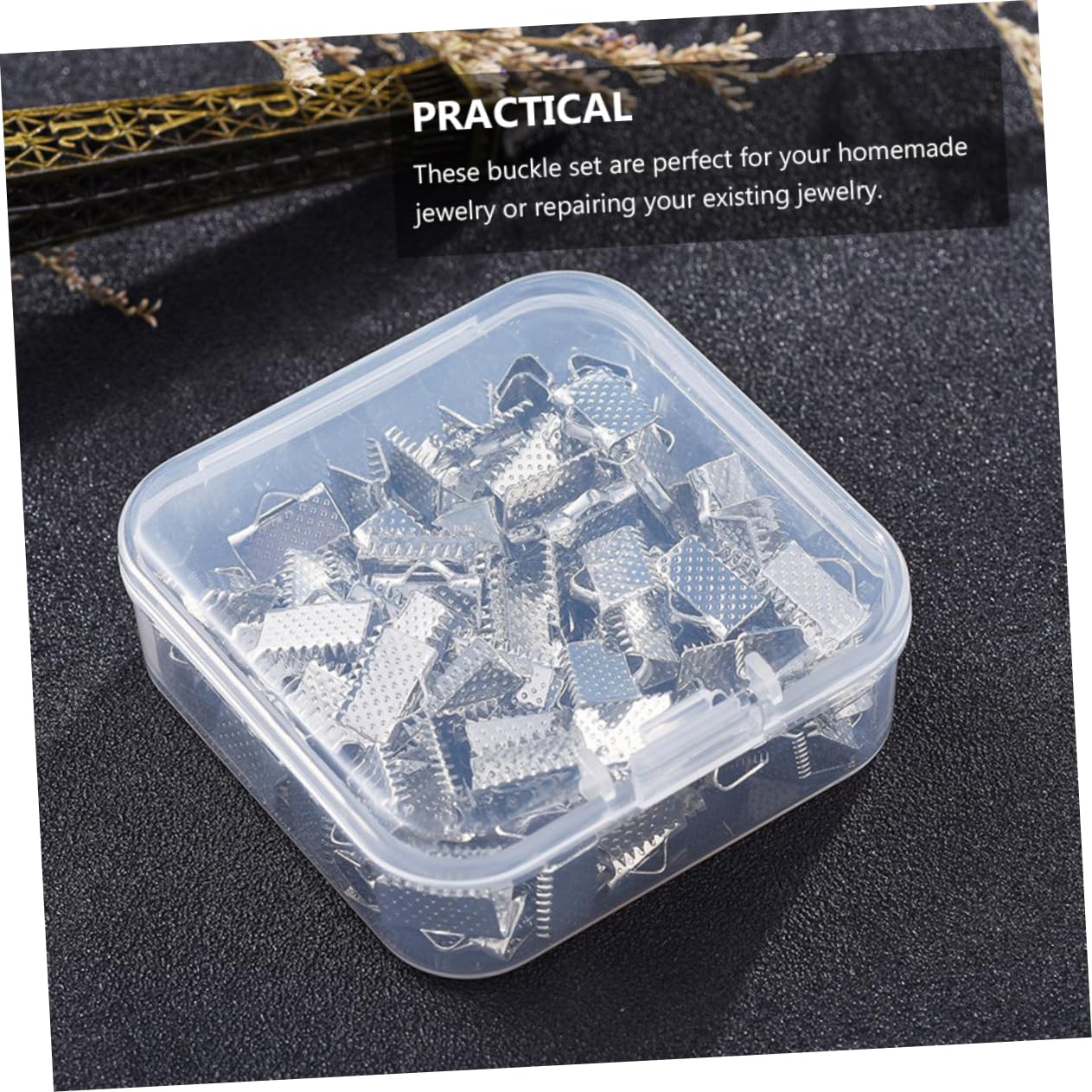 Homoyoyo Fold Over Crimp Cord End Ribbon Crimp Clamp Ends DIY Jewelry Making Tools