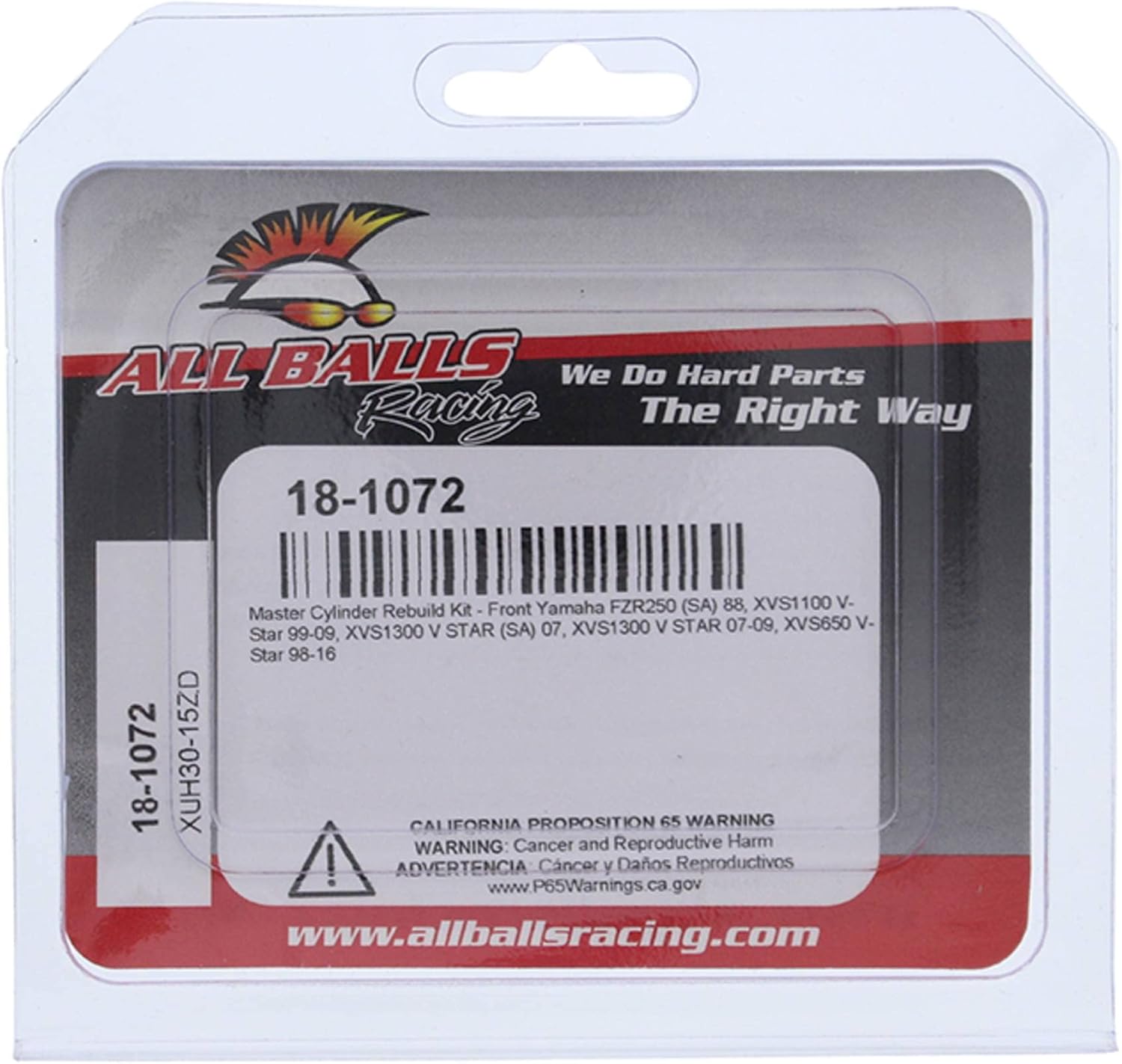 All Balls Racing Master Cylinder Rebuild kit 18-1072 Compatible With/Replacement For Yamaha FZR250 (SA) 1988, XVS1100 V-Star 1999-2009, XVS1300 V STAR (SA) 2007, XVS1300 V STAR 2007-2009