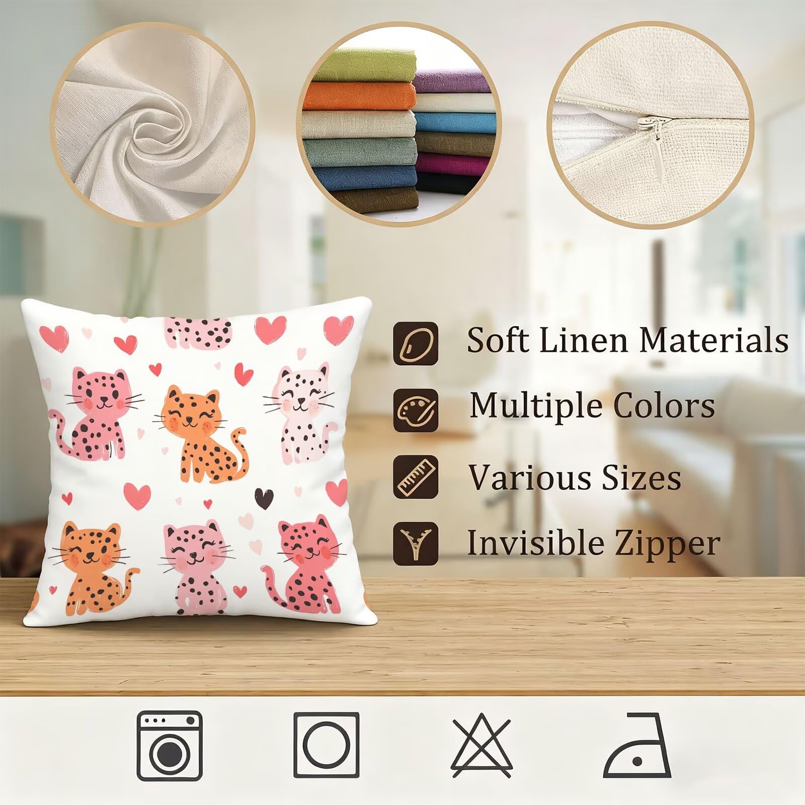 Rose Housse Coussin 60x60 Amour Taie Oreiller 60x60 Lot de 4 Super Doux Protege Oreiller 60 x 60 Decoration Automne Taie D'oreiller Carrées Coussin Canape, pour Maison Chambre Canapé Chaise E - 589
