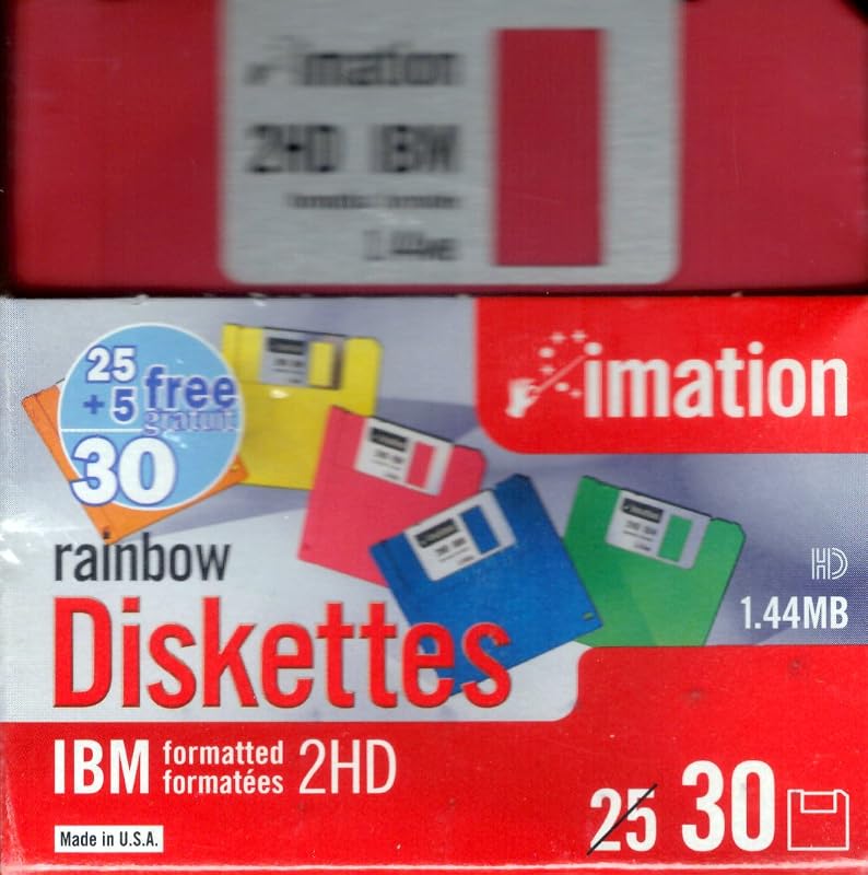 Disquetes a granel Imation™ de 3 1/2", formato IBM(R), DS/HD, Rainbow, caja de 30