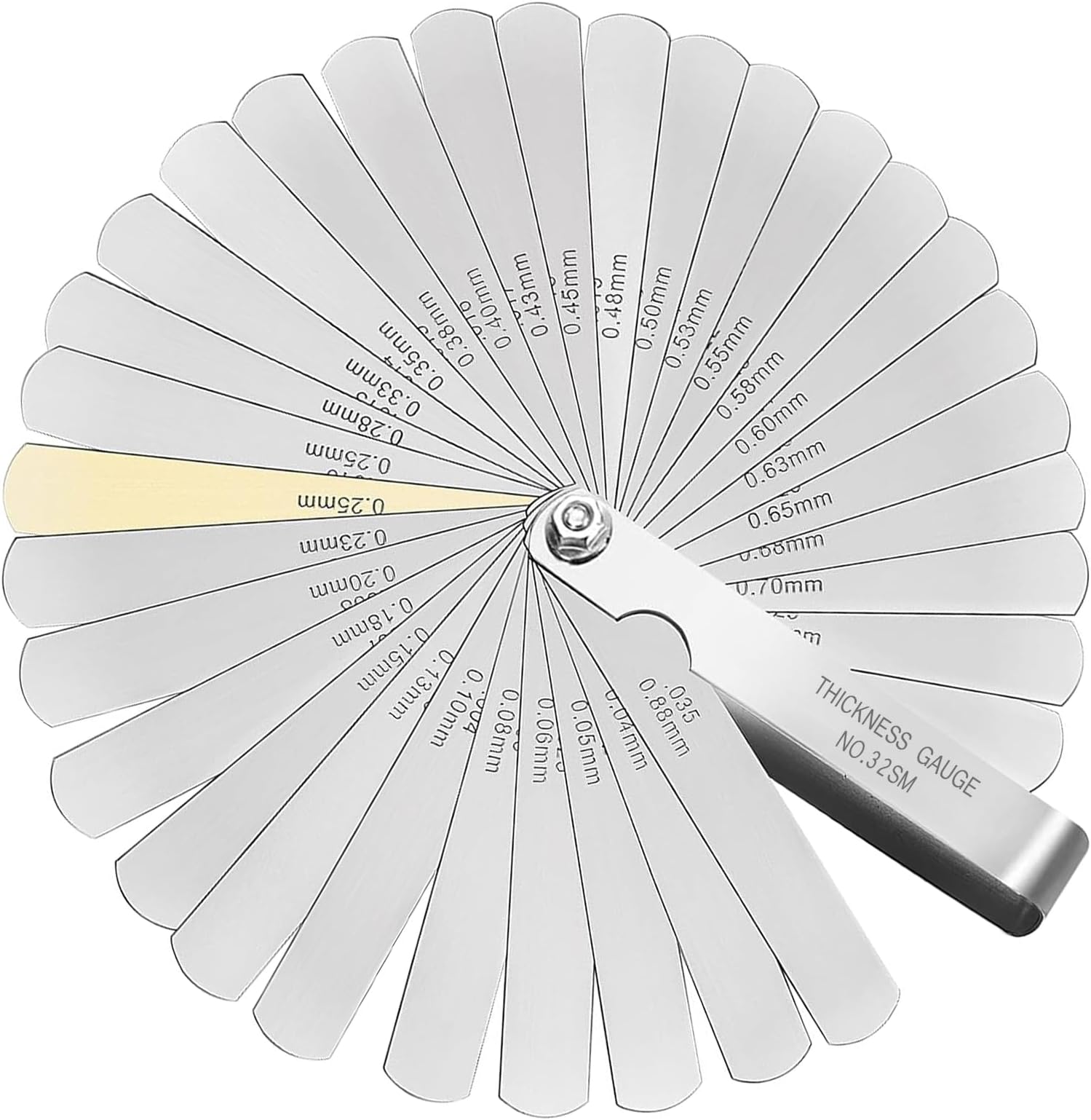 Feeler Gauges, 32 Blades 0.04-0.88 mm (0.0015-0.035 Inch) Thickness Gauge Stainless Steel Feeler Gauge Imperial And Metric Measuring Tool, Filler Gauge, For Measuring Gap Width.