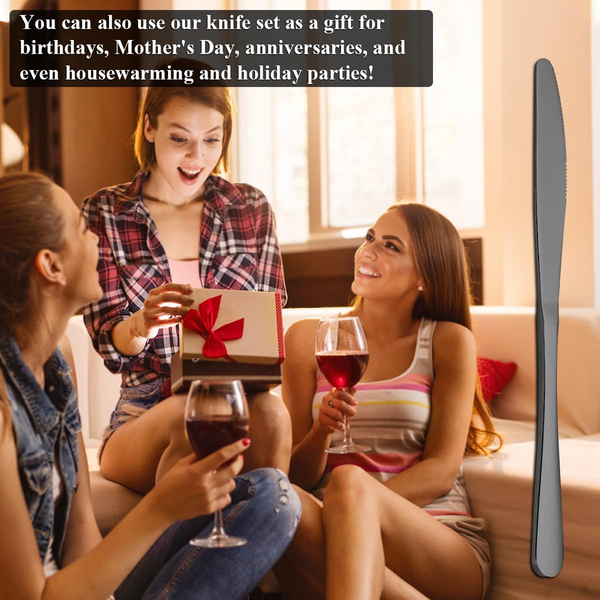 Bla Dinner Knives 12 Pieces, Titanium Plating Bla Stainl