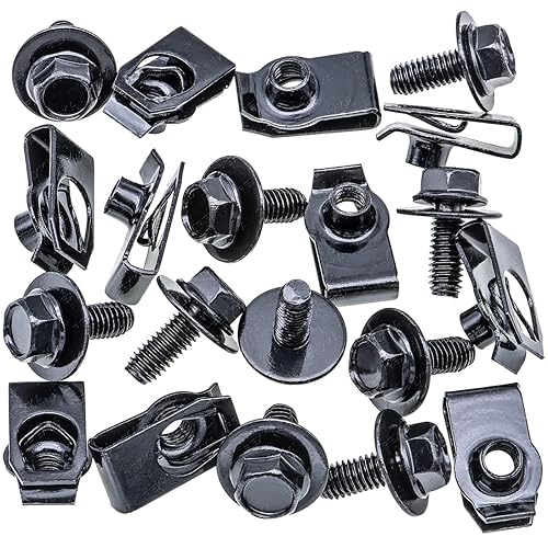 Miniatura 2 de Rexka Juego de 10 tornillos de cuerpo y tuercas extruidas en U M6-1.0 para GM Ford Chrysler Nissan, Mazda Toyota, multiusos, revestimiento de