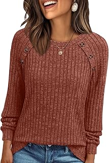 Womens Long Sleeve Tshirts Casual Tunic Work Tops Cute Pullover Sweaters Fall Travel Outfits 2025 Dressy Blouses