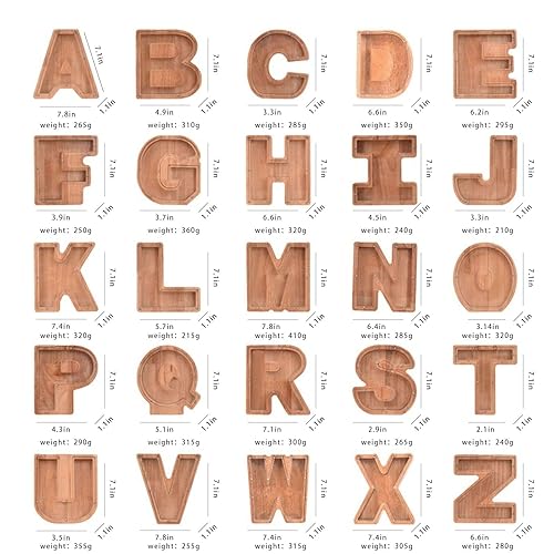Miniatura 8 de ALBK (Z) Alcancía personalizada para niños, alcancía con letras del alfabeto personalizadas, letras de madera de la A a la Z, juguetes de