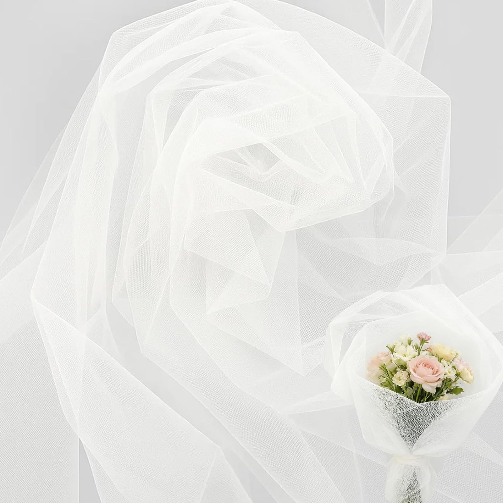 4X 1.6m White Tulle Fabric, Transparent Mesh Fabric, Chiffon Fabric Used for Wedding Decoration DIY Birthday Party Decorations