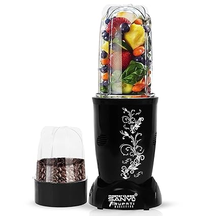 MasterClass Sanyo Origional Best Blender,Nutri with 100% Copper Motor,450 Watts, 1 Big, 1 Small Bullet Jars with Stainless Steel Blades,3 Lids(Black) Extra.1 Year Warranty.