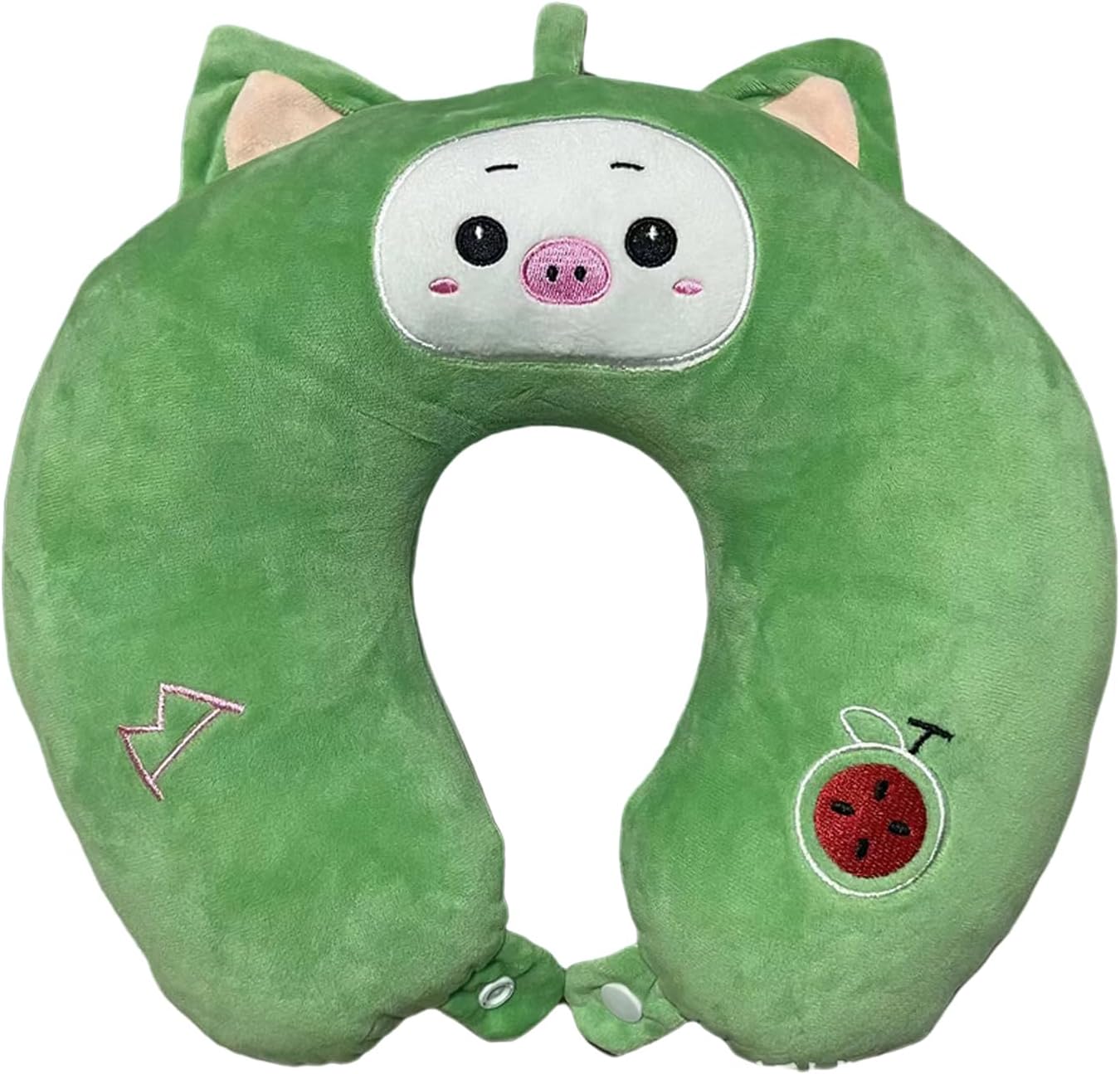 DiiWmme Travel Pillow,Kids Travel Pillow Cute U Shaped Neck Pillow for Traveling,Soft Memory Foam Headrest for Adults and Kids Long Flights Sleeping Travel and Camping (Green Pig)