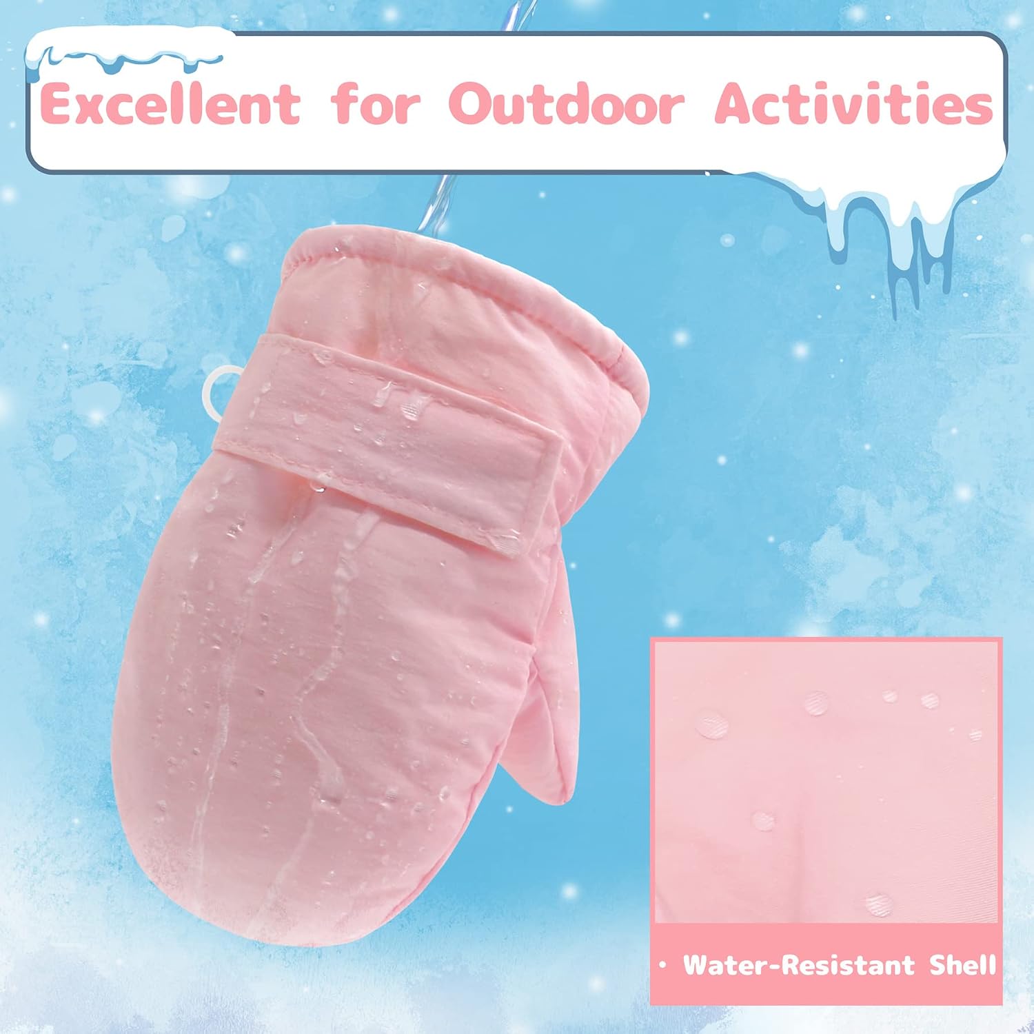 Olreco Toddler Snow Mittens Waterproof Toddler Winter Gloves Warm Fleece Baby Mittens Winter Kids Snow Gloves for Boys Girls