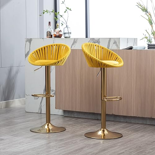 VAAMI Taburetes de bar ajustables modernos con respaldo, juego de 2, taburete giratorio de altura de mostrador, taburetes de bar para encimera de