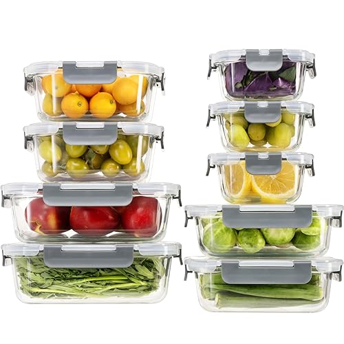 S SALIENT 18 Pieces Glass Food Storage Containers with Lids,Airtight