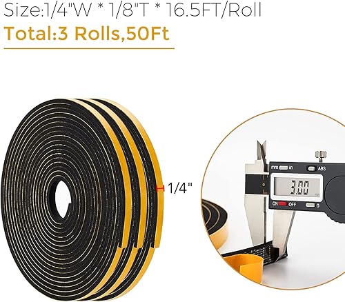 Vista 38 de Ravinte Tira de sellado de puerta de burlete de 3 "x 1/8" x 10FT - Blanco