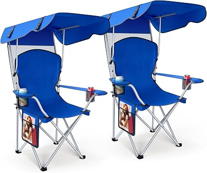 VTOY Portable Camping Chair with Canopy - Folding Chair with Canopy, Durable 600D Oxford Canopy Chair for Camping, Beach, Picnics, Fishing & Sports