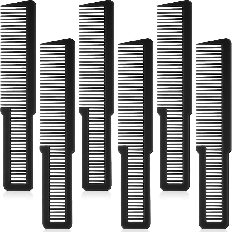 Patelai 6 peine de peinado con parte superior plana, negro | Peines cortapelos para barberos y estilistas, dientes densos para técnicas de corte suaves, plástico, varios colores disponibles
