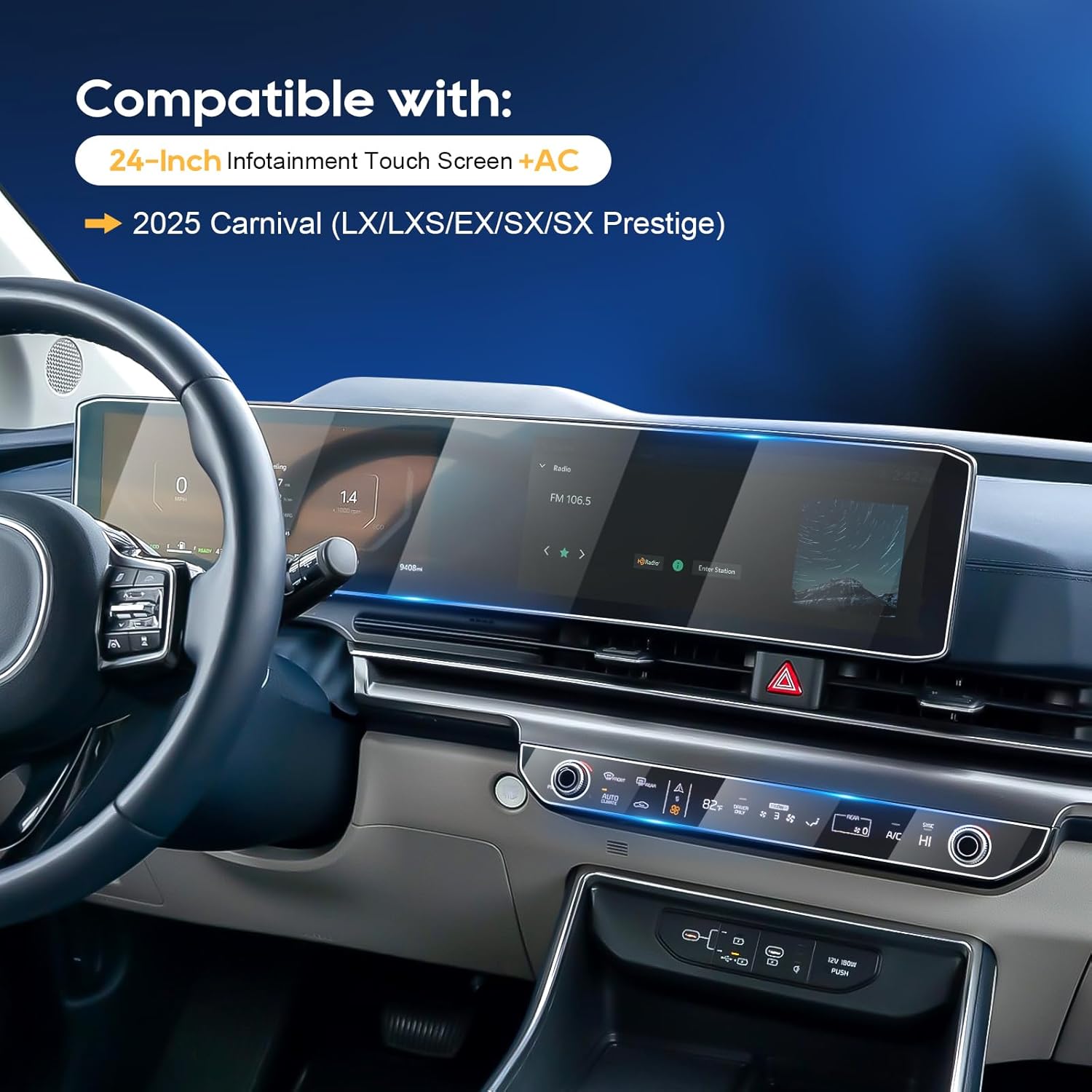 LFOTPP For 2025 2026 Kia Carnival Screen Protector - (4pcs) 2025 2026 Carnival (LX/LXS/EX/SX/SX Prestige) 24 Inch+AC Touchscreen [Nano Film] 2025 Carnival Accessories Anti Scratch HD Touch Sensitive