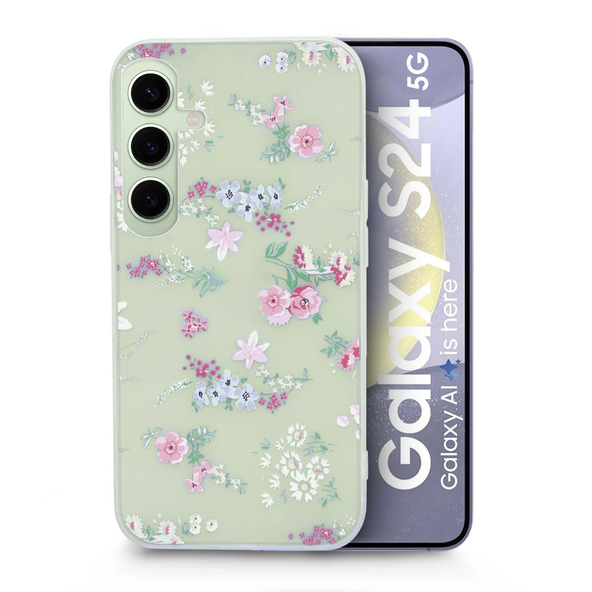 SQUIF Thermoplastic Polyurethane Back Case Cover For Samsung Galaxy S24 5G For Girls|Flower Printed (Floral,Milky White) (B0D3PNTSW8) Amazon Price History, Amazon Price Tracker