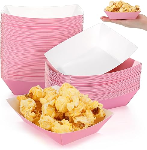 100 bandejas de papel para alimentos, botes, bandejas desechables para nachos, bote de papel kraft para tacos, concesión, Halloween, suministros de