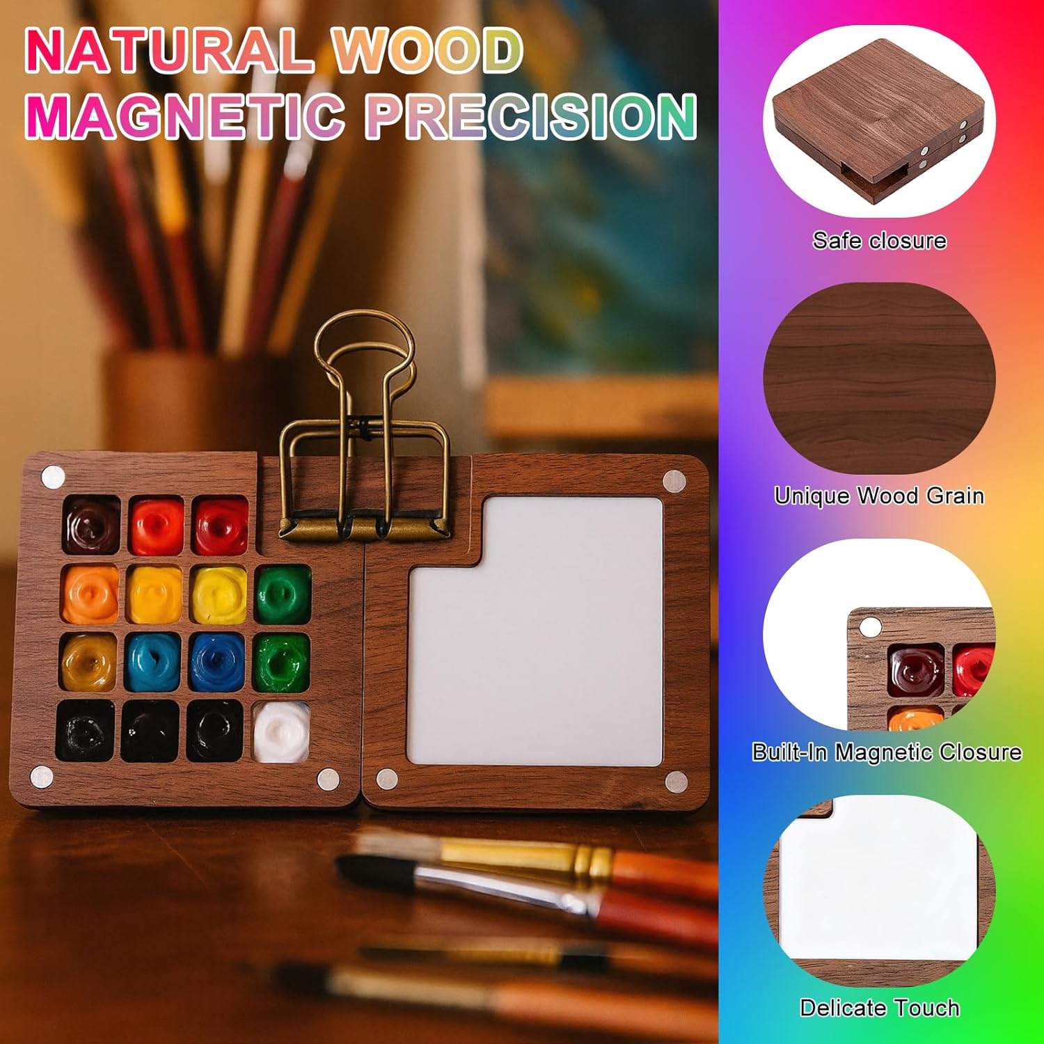 Mini Watercolor Travel Set, 12/24 Color Pocket Painting Kit with Wooden Palette, Watercolor Sketchbook & Pen, All-in-One Portable Art Supplies for Artists & Travel Journaling - Image 4