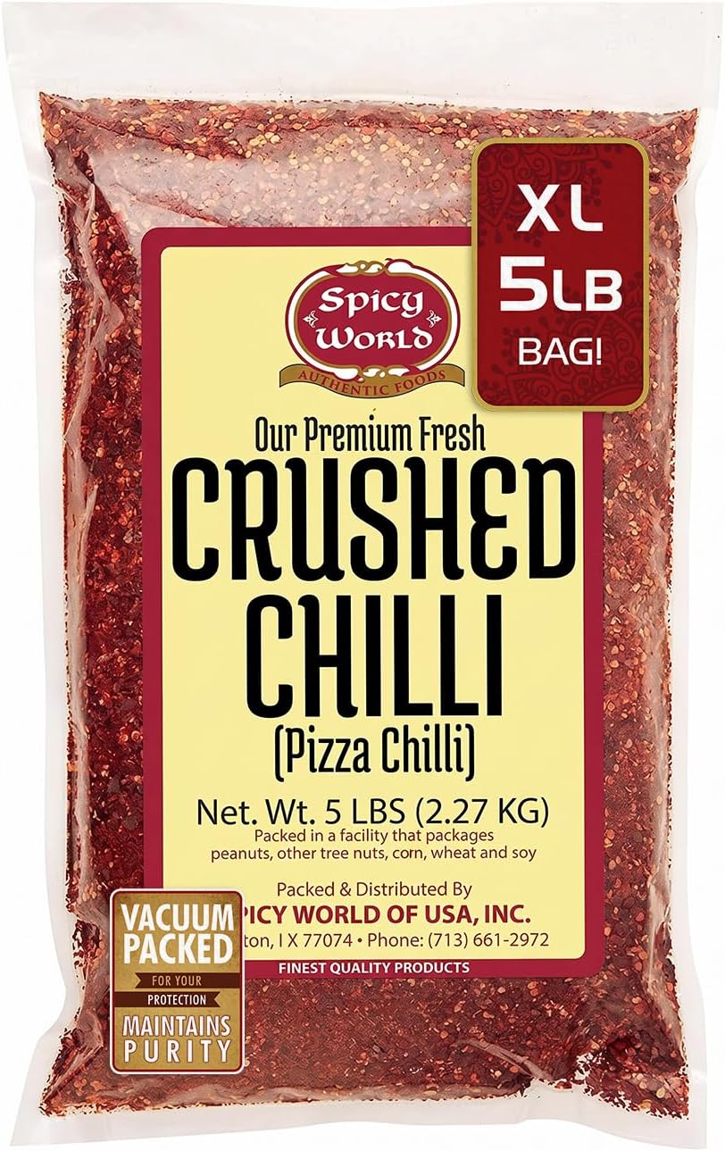 Crushed Red Pepper Flakes 5 Pound Bulk Value Pack - Chili Flakes - by Spicy World