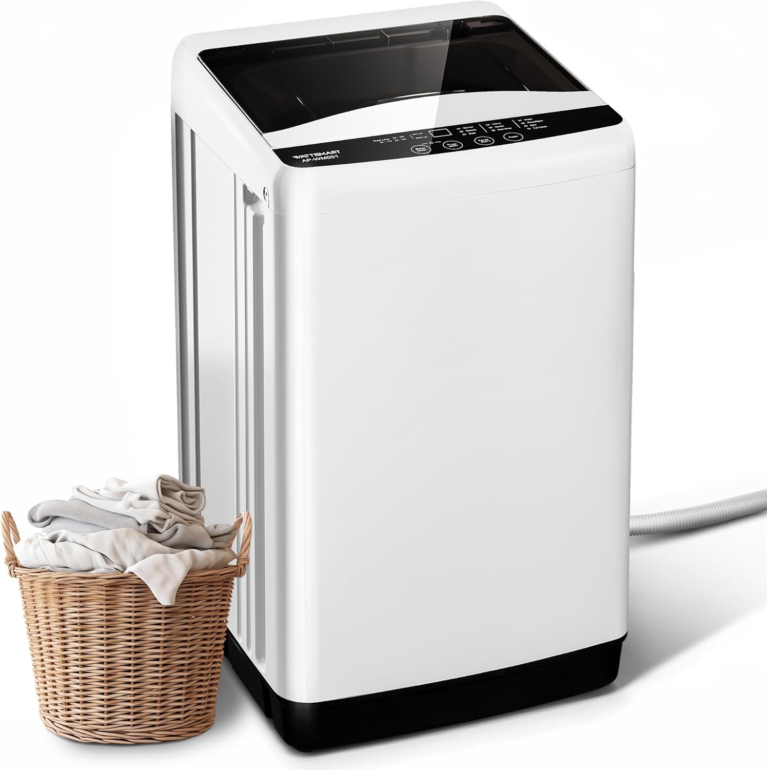 15.7lbs Portable Washing Machine, Full-Automatic Portable Washer with 10 Wash Cycles, Top Load Clothes Washer with Drain Pump for Apartment Bathroom, Dorms, RVs