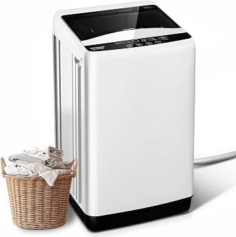 15.7lbs Portable Washing Machine, Full-Automatic Portable Washer with 10 Wash Cycles, Top Load Clothes Washer with Drain Pump for Apartment Bathroom, Dorms, RVs
