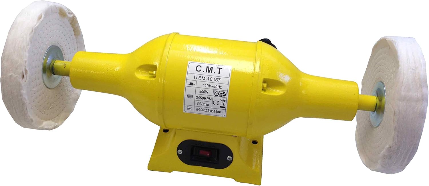 8" Buffer Long Shank Table Top Polisher 800W 3450 RPM Yellow Buffer HD