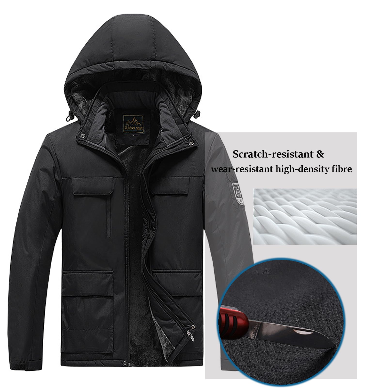 Chaqueta De Esquí Para Hombre Impermeable Y Abrigada- Cortavientos Capucha Desmontable, Snowboard Montaña Invierno Exterior