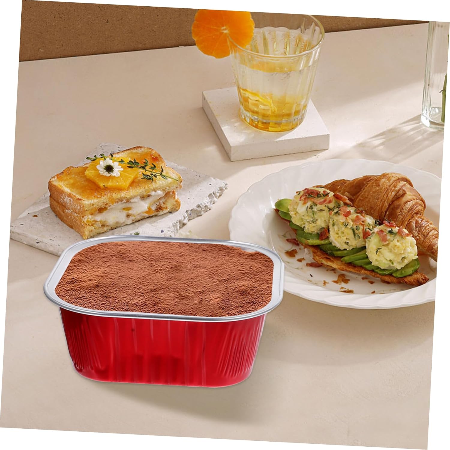 40sets Aluminum Foil Cake Boxes Thickened Food Baking Moulds for Tiramisu and Desserts High Cover Practical Baking Supplies for Bbq Weddings and Picnics