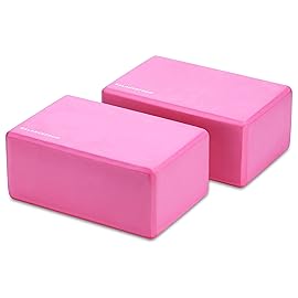 Fitvids Set of 2 High Density Yoga Blocks, 9x6x4 Each, Pair (Pink)