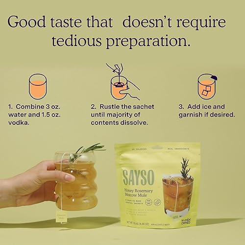 Miniatura 63 de SAYSO Skinny Cardamom Paloma La batidora de bolsas de té de cóctel original artesanal Orgánico, certificado sin gluten, sin OMG < 15 cal, 0.00