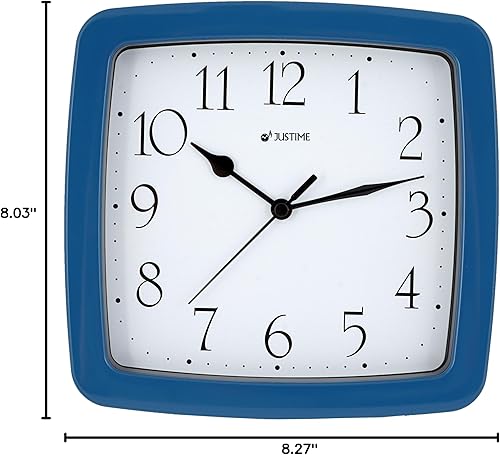 Miniatura 8 de JUSTIME Reloj de pared cuadrado de cuarzo resistente al agua de 8.5 pulgadas especial para espacios pequeños, oficina, barcos, RV (W40025-BL azul)
