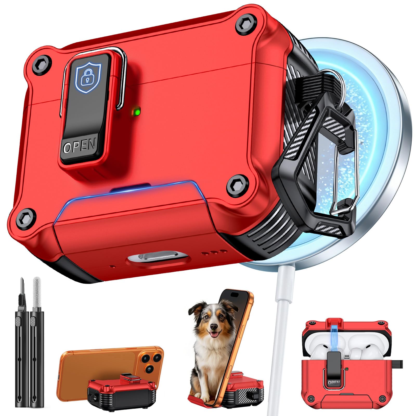 Inesore for AirPods Pro 3 Case with Secure Lock (Red)