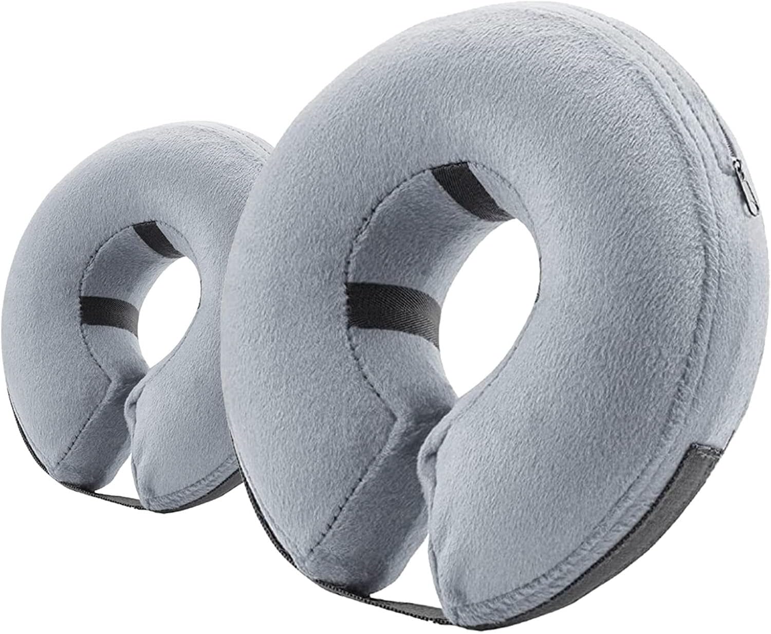 2 Packs Grey Large and Medium (Inflatable Dog Cone Collar, Soft Cone Collar for Dogs Cats, E Collar Dog Neck Donut Dog Cone)