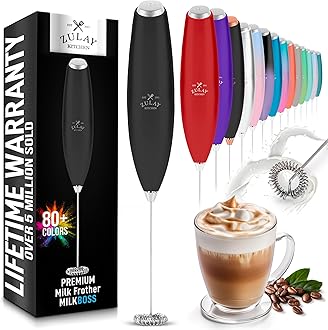 Milk Frother Handheld Electric Whisk – Frother Wand, Durable Drink Mixer, Stainless Steel Whisk, Coffee Frother, Hand Blender, Frother for Protein Powder, Lattes, Matcha & More - Black