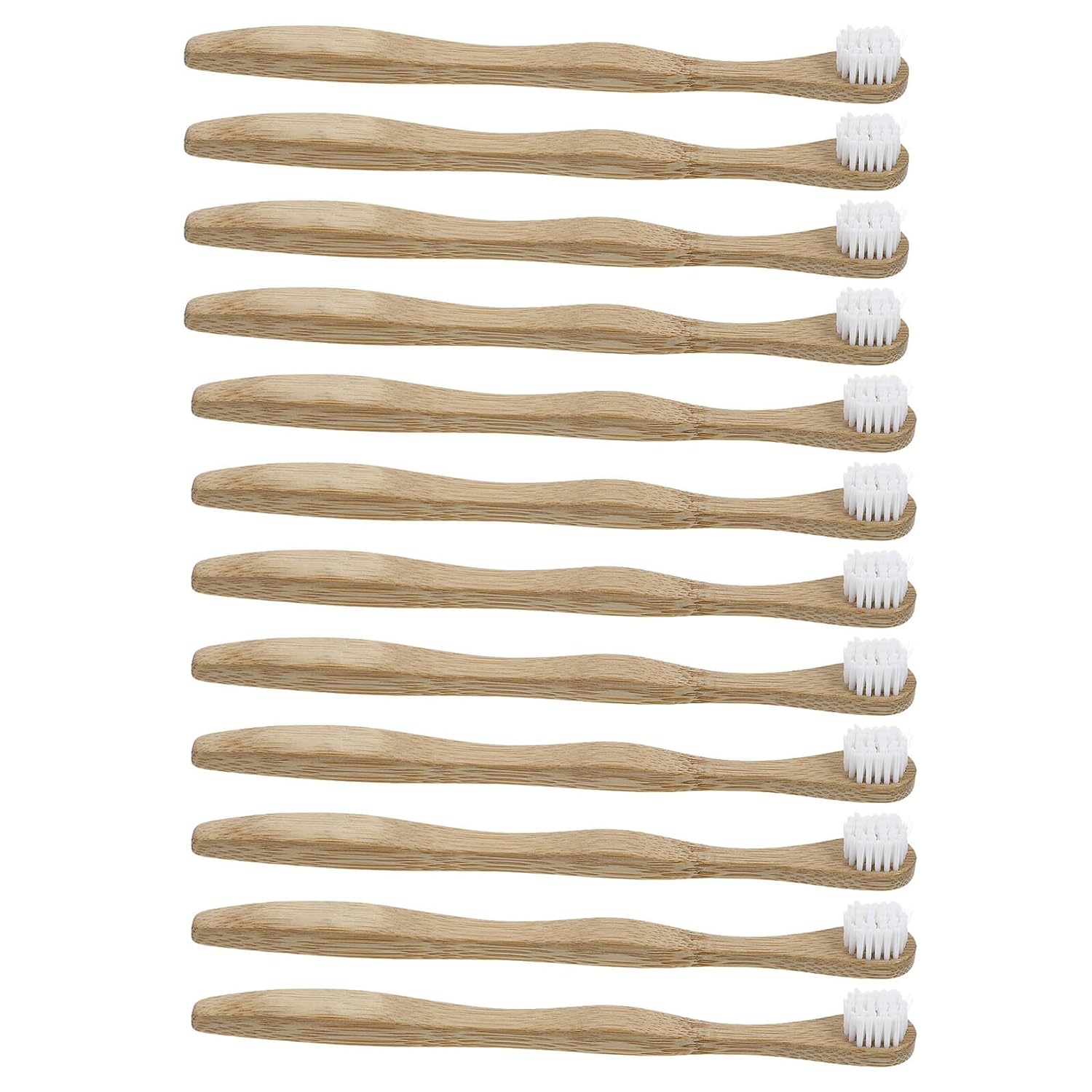 GLEAVI 12pcs Tongue Scraper Brush with White Bristles Biodegradable Tongue Cleaner for Oral Care Reusable Coating Remover Suitable for Travel and Daily Hygiene