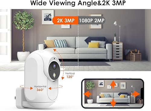 Miniatura 3 de P Panoraxy Cámara de seguridad AI 2K 3MP WiFi para interiores, cámara inalámbrica enchufable, detección de sonido humano 247, cámara PTZ de 2.4 G,