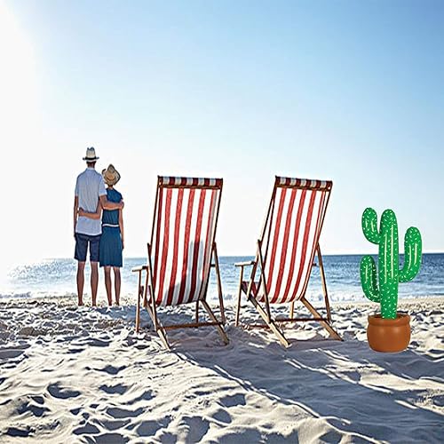 Miniatura 2 de Paquete de 2 cactus inflables de 35 pulgadas para decoración temática de verano para fiesta hawaiana Luau