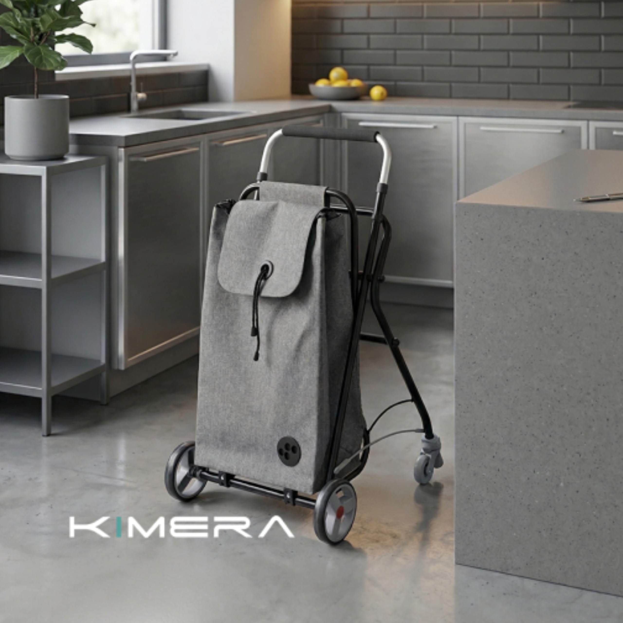 Forta Kimera - Andador con Carro de Compra para Personas Mayores, Andador Ligero de Aluminio con Cesta 25 kg Extraíble, Altura Regulable, Empuñadura Acolchada y Frenos por Presión - Uso Exterior